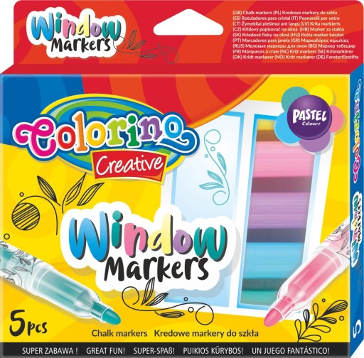 Pastelové Colorino popisovače na kriedové sklo, 5 farieb