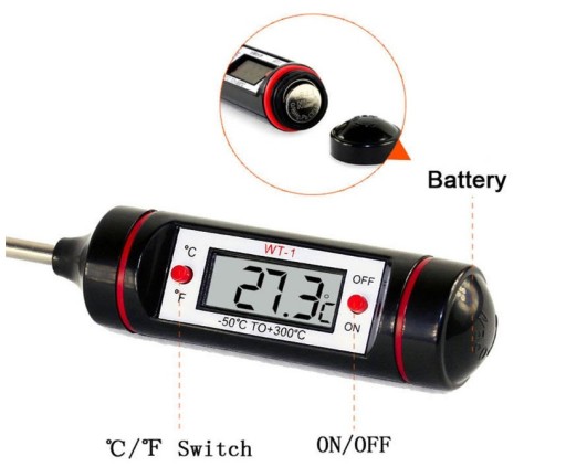 TEPLOMER NA MÄSO SO SONDOU, ELEKTRONICKÝ LCD DISPLEJ, NA BATÉRIU