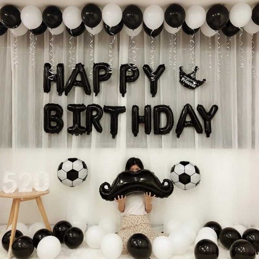 Čierny nápis s balónikmi HAPPY BIRTHDAY