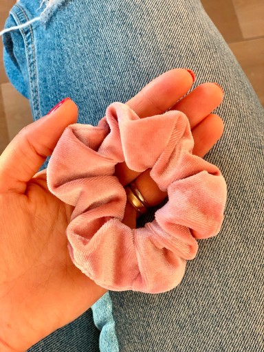Gumička do vlasov Scrunchies, gumička, zamat, ružový zamat