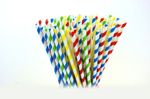 Papierové slamky FAREBNÉ PRUHY 200x6mm/100 ks