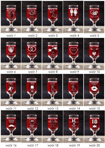 GLASS gravírované poháre na vodku, 20 ml