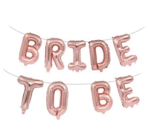 Balóny BRIDE TO BE ROSEGOLD, nápis hen party