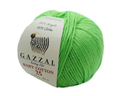 Priadza GAZZAL BABY COTTON '25', farba GREEN 27