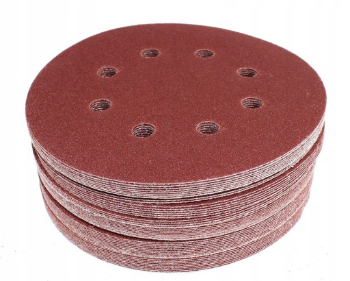 50x BRÚSNE KOTÚČE PAPIER S OTVORMI VELCRO 125 P150