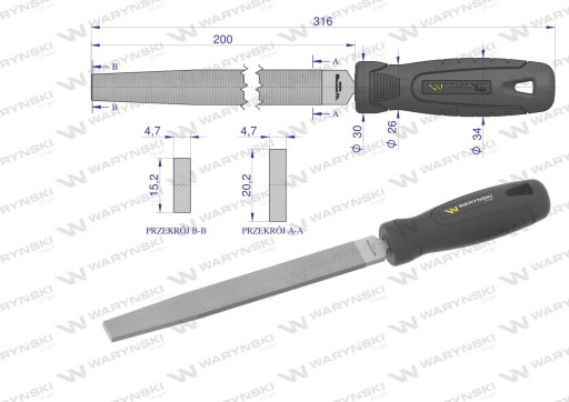 Pilník plochý 200 mm WARYŃSKI