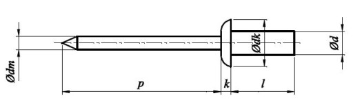 Medené slepé nity Cu/St 3,2x9,5