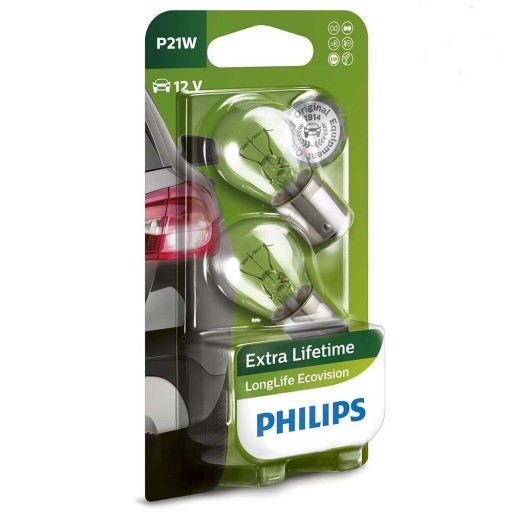 Žiarovka Philips 12V P21W 21W LongLife EcoVision 3xLife – SADA 4 kusov