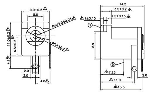 Konektor DC zásuvka 5,5 mm x 2,1 mm Obdĺžnikový