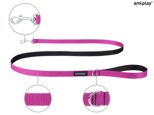 amiplay Classic Twist vodítko 150 cm M ružové