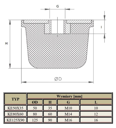 Vibroizolátor gumový tlmič nárazov KE50x35
