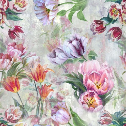Nepremokavá látka Záhradné kvety tulipány 150cm