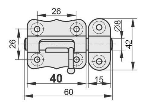 UNIVERZÁLNE ZAMYKANIE ZÁPADKA ZÁMKU BRÁNY ZAVERENIE ZÁMKU 40mm