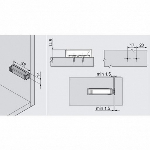 Adaptér rovný BLUM 956.1201 Hrot-on 53mm šedý