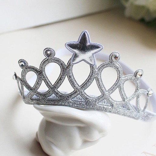 CROWN Čelenka do vlasov s gumičkou, STRIEBORNÁ farba