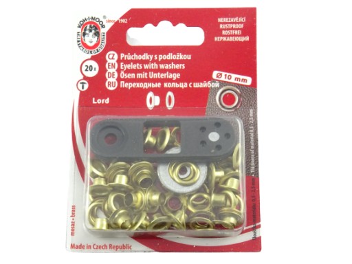 Nerezové očká 5,5 mm s mini lisom, 20 kusov, zlaté