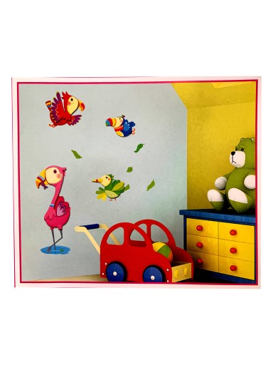 3D nálepky na stenu papagája plameniak pre deti