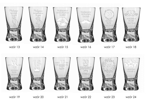 GLASS gravírované poháre na vodku, 25 ml