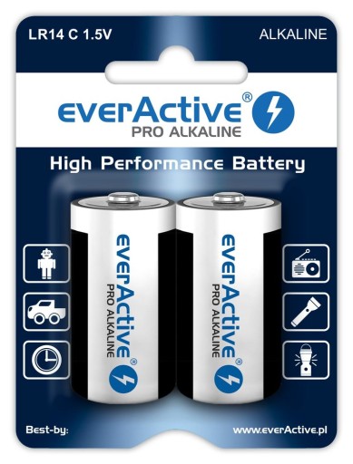 Alkalické batérie EverActive C LR14 Pro