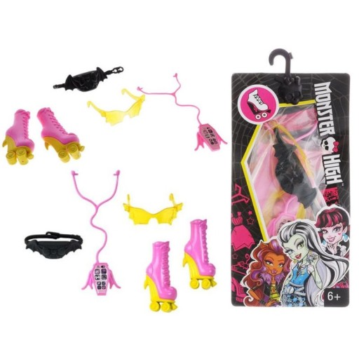 Mattel Monster High Spooky Príslušenstvo pre kolieskové korčule, set DNX43, topánky a doplnky
