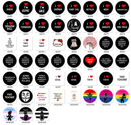 Milujem japonské anime kpop manga pins VEĽKÝ VÝBER