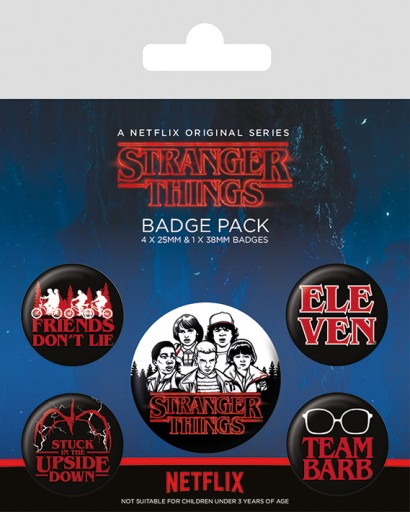 Špendlíky Stranger Things na oblečenie, 5 kusov