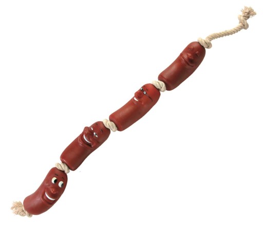 Klobásky na šnúrke, sťahovák, hračka pre psa, 70 cm