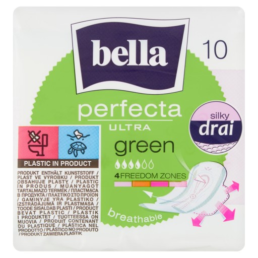 BELLA PERFECTA ULTRA GREEN TENKÉ KRÍDLOVÉ hygienické vložky 10 KS