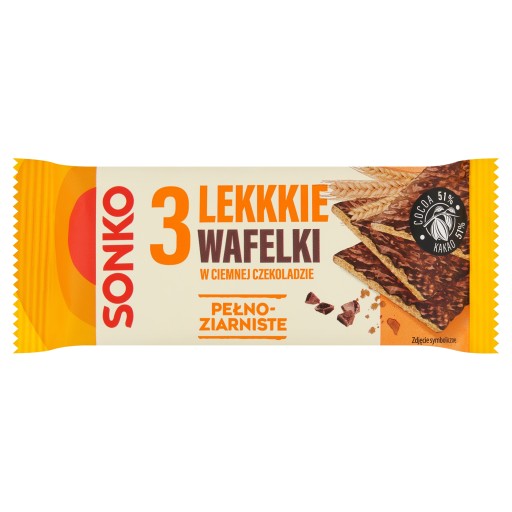Celozrnné oblátky v svetlej čokoláde Sonko 36 g