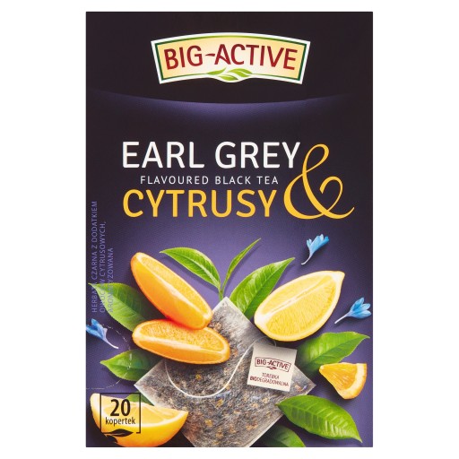 Čierny čaj s príchuťou BIG ACTIVE EARL GREY & CITRUS 20 OBÁLOK