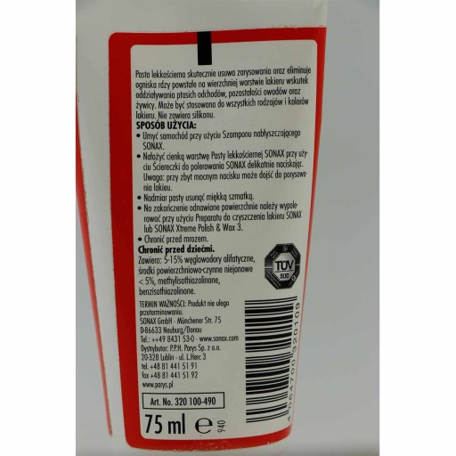 SONAX ĽAHKÁ BRÚSNA PASTA NA ŠKRABANINY 75ml