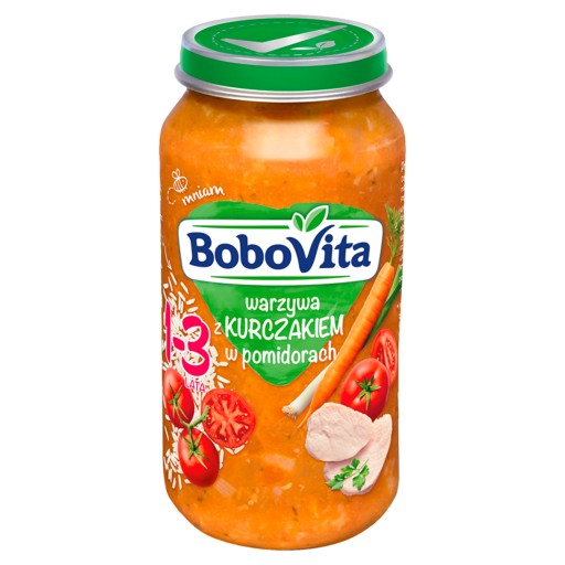 BoboVita Junior Zelenina s kuracím mäsom v paradajkách 1-3 roky 250 g