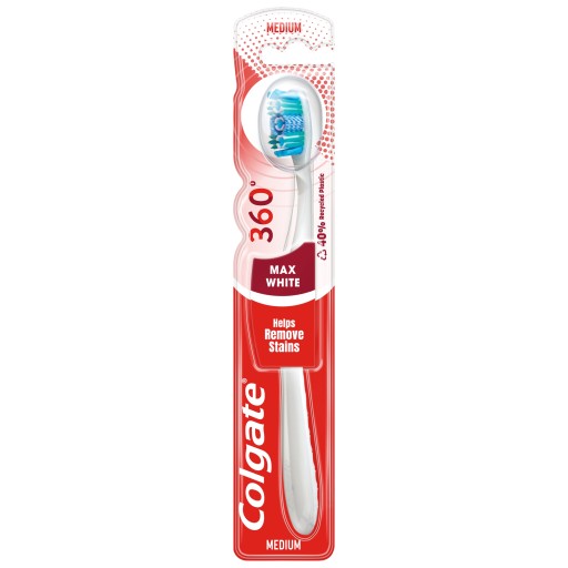 Stredná zubná kefka Colgate 360 Max White One
