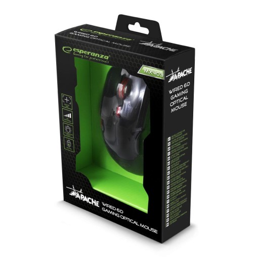 ESPERANZA DROBOVÁ MYŠ. GAMING LED 6D OPT. USB APACHE ČERVENÝ