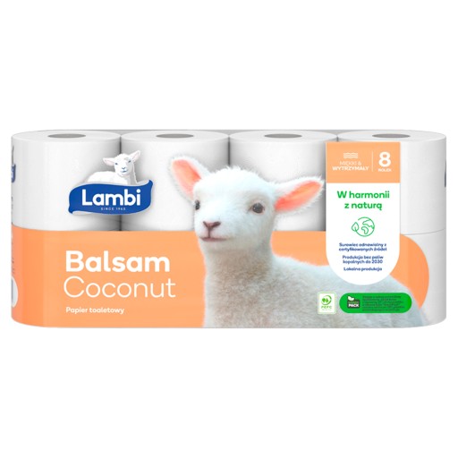 Toaletný papier LAMBI Balsam Cocconut, 3 vrstvy, 8 roliek