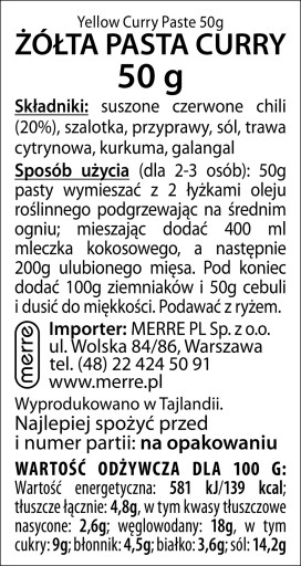 Thajská žltá kari pasta Cook Brand 50 g