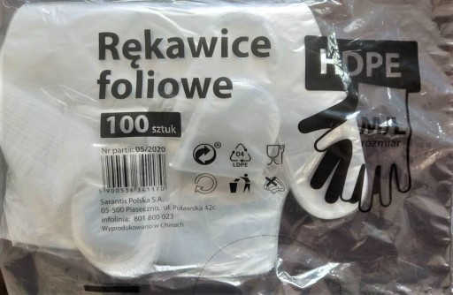 RUKAVICE RUKAVICE JEDNORAZOVÉ RUKAVICE z HDPE FÓLIE veľkosť L 100 KS Sarantis
