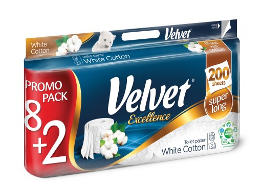 VELVET EXCELLENCE TOALETNÝ PAPIER 8KS BIELY ELEG