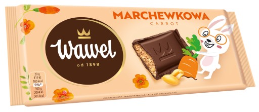 Čokoládová plnená mrkvová jarná ponuka Wawel 100g