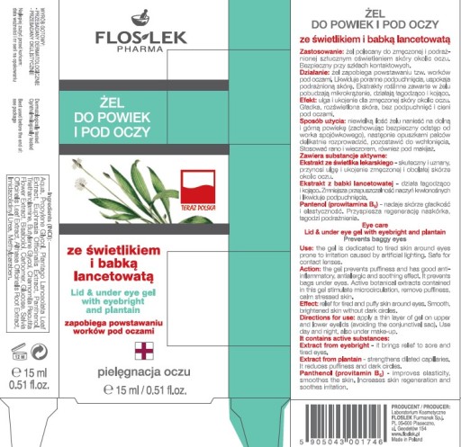 Gél na očné viečka a očné viečka s obočím a plantain 15ml