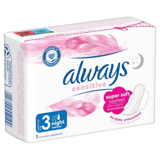 VŽDY ULTRA 7 CITLIVÉ NOČNÉ hygienické vložky