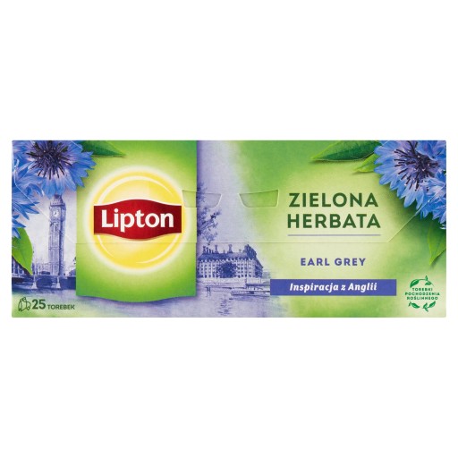 LIPTON zelený čaj EARL GREY 25 VRECOV