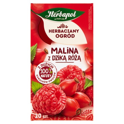 Herbapol Ovocný a bylinkový čaj s príchuťou maliny a divokej ruže, 20 sáčkov