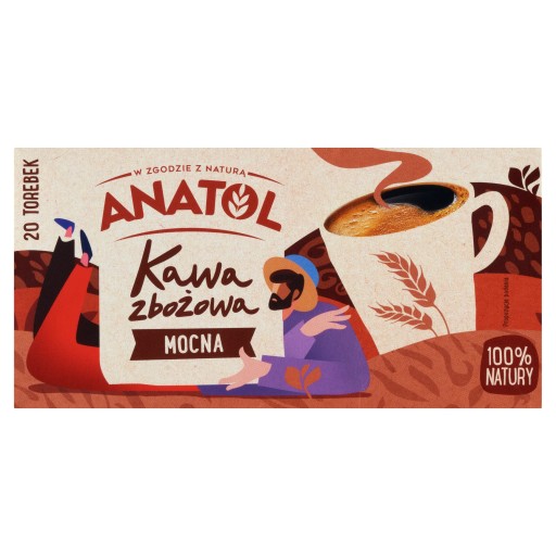 ANATOL Silná bezkofeínová cereálna káva, 20 sáčkov