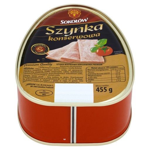 Prémiová bravčová šunka z konzervy 455g Sokołów