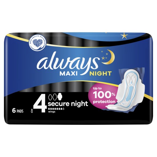Hygienické vložky Always Maxi Secure Night veľkosť 4, 6 ks