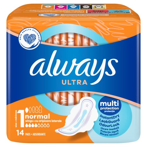 Always Ultra Normal Hygienické vložky s krídelkami 14 ks.