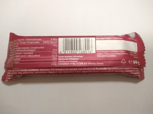 Nov.Cranberry cony bar 50g