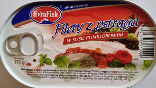 Pstruhové FILETY, PARADAJKOVÁ OMÁČKA, Evra v konzerve 170g
