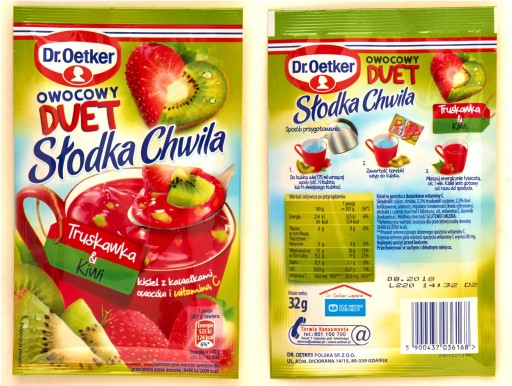 DR. Oetker Słodka Chwila Ovocný duet Jahoda & Kiwi želé s kúskami